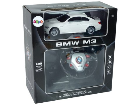 Auto Zdalnie Sterowane BMW M3 Białe Pilot Kierownica 1:18 Dźwięk Światła