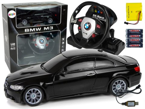 Auto Zdalnie Sterowane BMW M3 Czarny Pilot Kierownica 1:18 Dźwięk Światła