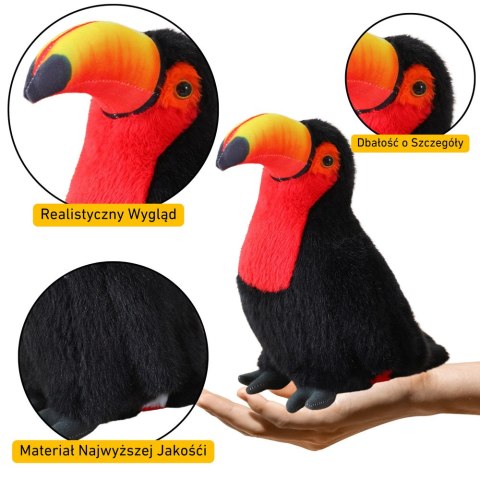 Pluszowy Ptak Tukan Pluszak Maskotka Przytulanka Czerwony 20cm