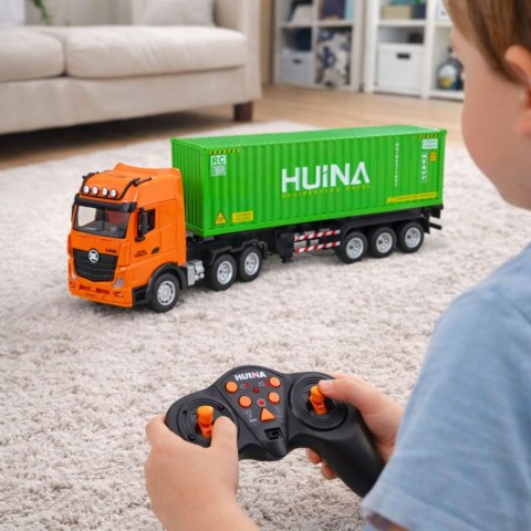 Ciężarówka Zdalnie Sterowana RC Z Kontenerem HUINA Światła Dźwięki 1:18
