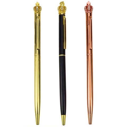 Długopis Metalowy Automatyczny Korona Niebieski Tusz 1.0mm
