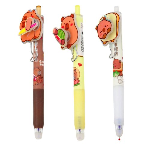 Długopis Żelowy Kapibara Z Obrotowym Elementem Niebieski Tusz 14,5cm Mix