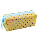 Piórnik Szkolny Organizer W Kolorowe Kropki Duży Suwak Złoty 21x8cm
