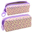 Piórnik Szkolny Organizer Wzór Łusek Syrenich Duży Suwak Fioletowy 21x8cm