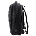 Plecak Miejski Biznesowy USB Pas Piersiowy Czarny 26L 45cm