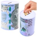 Skarbonka Metalowa Dla Dzieci Banknot 200 / 500 Złotych 15 x 10,5 cm