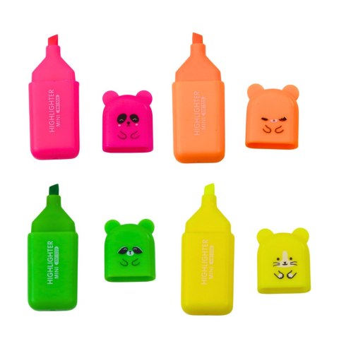 Zestaw Mini Zakreślacze Misie Kolorowe Plastikowe Etui 5szt