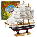 Model Kolekcjonerski Dekoracyjny Statek Żaglowiec Czarno-Biały 21x21cm