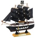 Model Kolekcjonerski Dekoracyjny Statek Żaglowiec Piracki Czarny 16x15cm