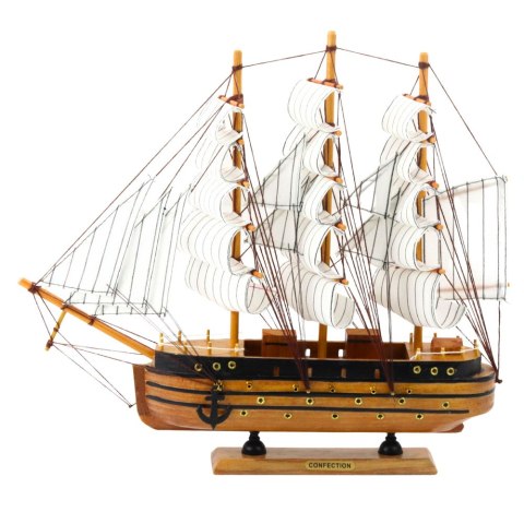 Model Kolekcjonerski Dekoracyjny Statek Żaglowiec Trójmasztowy Biały 39x36cm