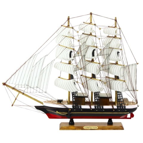 Model Kolekcjonerski Dekoracyjny Statek Żaglowiec Trójmasztowy Biały 53x45cm