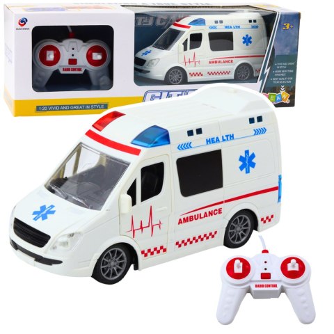 Karetka Ambulans Zdalnie Sterowany RC Światła Dźwięki 1:20 Biały