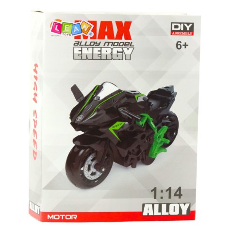 Motocykl Do Składania Skręcania Metal 1:14 DIY Zielono-Czarny