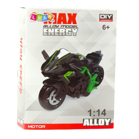Motocykl Do Składania Skręcania Metal 1:14 DIY Zielono-Niebieski