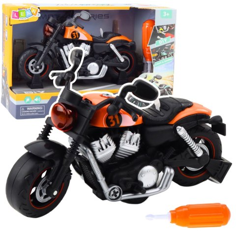 Motocykl Do Skręcania Rozkręcania DIY Światła Dźwięki Pomarańczowy