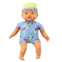 Lalka Bobas Niebieskie Ubranko z Wzorami Czapeczka z Uszami 31cm