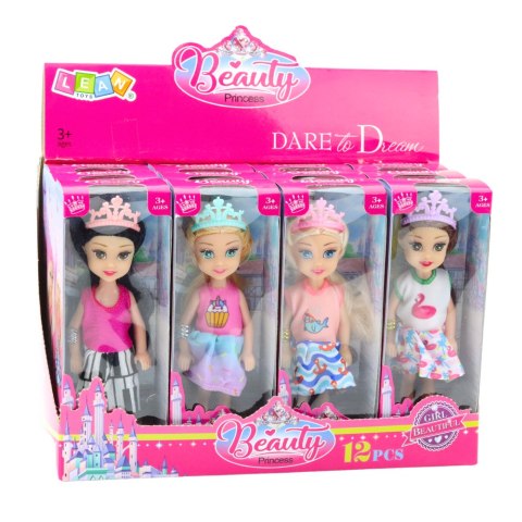 Mini Laleczka Księżniczka Z Koroną Kolorowa Sukienka 14cm Mix