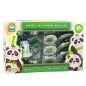 Zestaw Do Herbaty Metalowy Dzbanek Filiżanka Talerzyki Panda Zielony 14el