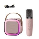 Zestaw Karaoke Głośnik Mikrofon Bezprzewodowy K12 RGB Bluetooth Różowy