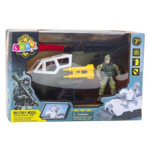 Zestaw Militarny Helikopter Wojskowy Figurka Żołnierza Broń