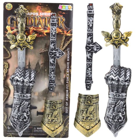 Zestaw Rycerski Gladiator Miecz Ochraniacze Pas Zdobione