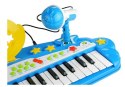 Duży Keyboard Elektroniczny Dla Dzieci 37 Klawiszy MP3 Mikrofon Niebieski