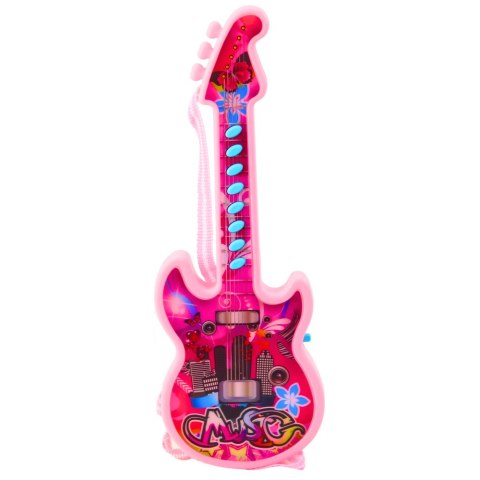 Gitara Elektryczna Dla Dzieci Melodie Gama Solmizacyjna Różowa 29cm