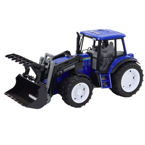 Traktor Farmerski Z Ruchomą Łyżką Światła Dźwięki Niebieski 1:10