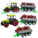 Traktor Rolniczy Farmerski Z Przyczepą Do Drewna Kłody Zielony 47cm
