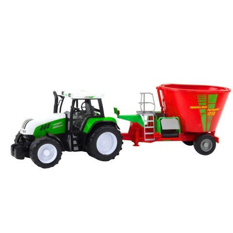 Traktor Rolniczy Farmerski Z Przyczepą Mieszalnik Paszy Zielony 50cm