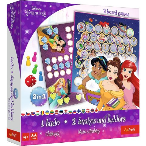 Gra planszowa 2w1 Chińczyk Węże i drabiny Disney Princess Trefl 02418