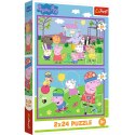 Puzzle - 2x24 - Peppa na placu zabaw - Świnka Peppa - Trefl 34435