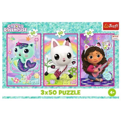 Puzzle - 3x50 - Poznajcie Gabby i kotki - Koci Domek Gabi - Trefl 34876