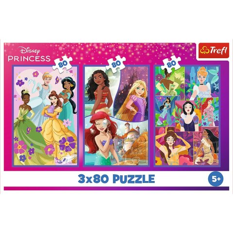 Puzzle - 3x80 - Księżniczki przyjaciółki - Disney Princess - Trefl 34884
