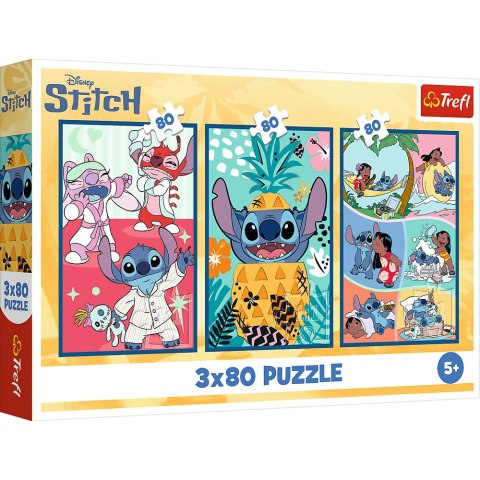 Puzzle - 3x80 - Świat Stitcha - Trefl 34885