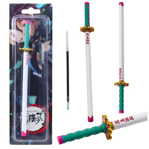 Długopis Miecz Katana Anime Metalowy Czarny Tusz Wymienny Wkład Turkus