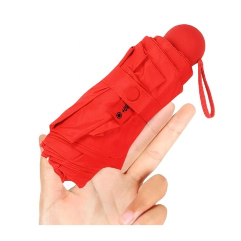 Parasolka Kieszonkowa Składana z Ochroną UV UPF 50+ Etui Czerwona 90 cm