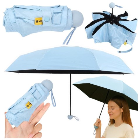 Parasolka Kieszonkowa Składana z Ochroną UV UPF 50+ Etui Niebieska 90 cm