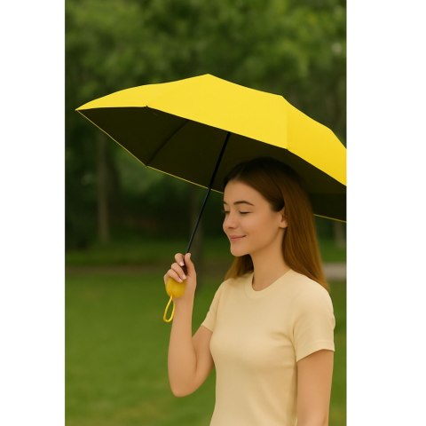 Parasolka Kieszonkowa Składana z Ochroną UV UPF 50+ Etui Żółta 90 cm