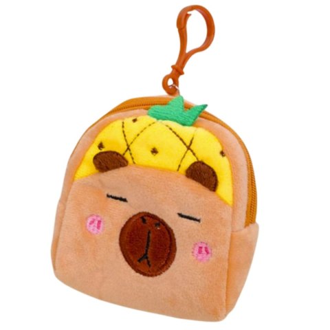 Portfelik Pluszowy Z Brelokiem Kapibara Ananas Żółty 9,5 x 8 cm