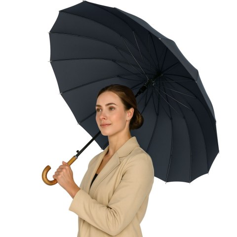 Duży Parasol Automatyczny Pokrowiec Na Ramię 24-Żeberkowy Czarny 115 cm