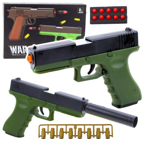 Pistolet Zabawkowy Naboje Piankowe Amunicja Łuski Zielony