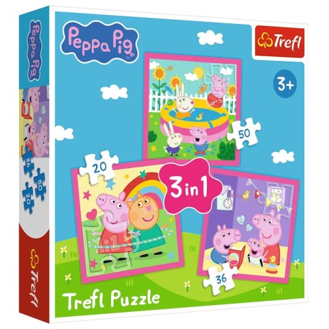 Puzzle - 3w1 (20, 36, 60) - Peppa i przyjaciele - Świnka Peppa - Trefl 34873
