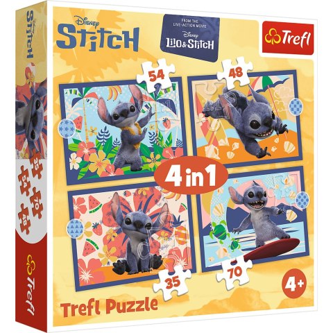 Puzzle - 4w1 (25, 48, 54, 70) - Wakacje na Hawajach - Disney Stitch - Trefl 34666