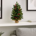 Choinka Ozdobna Dekoracyjna Sztuczna Czerwona Jarzębina Lampki LED 60 x 20 cm