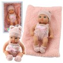 Lalka Bobas Niemowlak Z Kocykiem Biało-Różowe Ubranko Czapeczka 18 cm