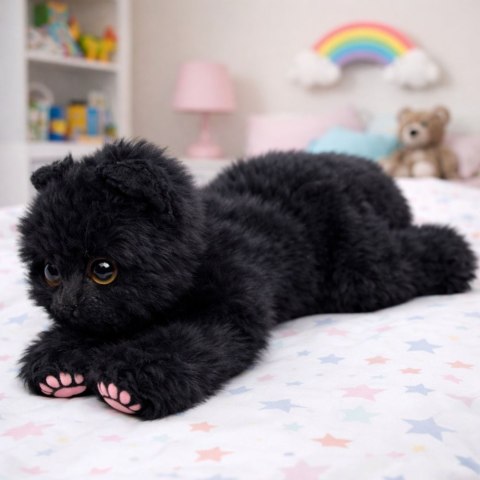 Pluszowa Maskotka Przytulanka Kotek Leżący Czarny 38 cm