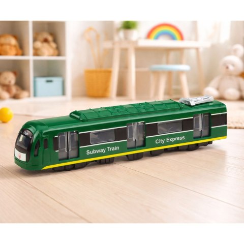 Metro Pociąg City Express Otwierane Drzwi Światła Dźwięki Zielony