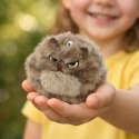 Pluszowy Brązowy Kotek z Kręcącym Ogonkiem Dźwięki Piszczenia Brelok 9 cm