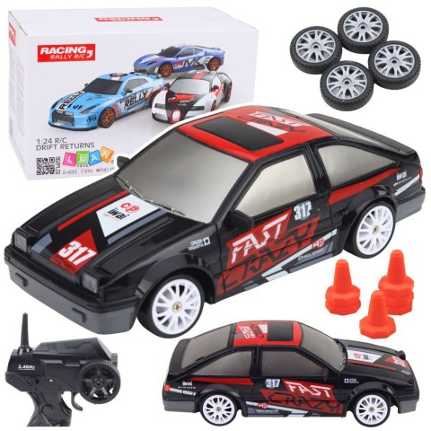 Samochód Do Driftu Zdalnie Sterowany RC Coupe Wymienne Koła Czarny 1:24